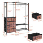 Auromie Clothes Rack with 5 Drawers & 4 Storage Shelves, 59.1W*70.9H Heavy Duty Clothing Rack with 2 Hanging Rods, Wardrobe Closet Organizer System with 5 Hooks, Freestanding Garment Rack (Rustic) - color: Rustic