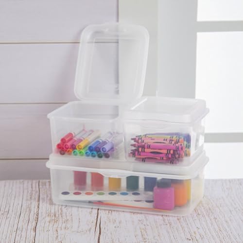 Sterilite 18-Pack FlipTop Stackable Rectangular Storage Bin with Hinging Lid, Clear - size: 1.7 Cubic Feet, style: 18 Pack