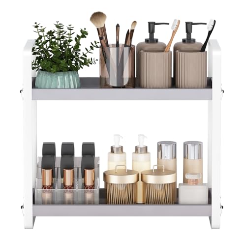 HNRLOY Bathroom Counter Organizer,Bathroom Countertop Organizer,Counter Shelf,Countertop Storage,Organization and Storage,Makeup Shelf,Sink Caddy(Grey 2 Tier) - color: Grey 2 Tier