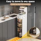 Waterproof Slim Bathroom Storage Cabinet, Narrow Plastic Drawers Organizer with Tissue Box and Wheels, Space Saver for Kitchen Laundry Room Bedroom
