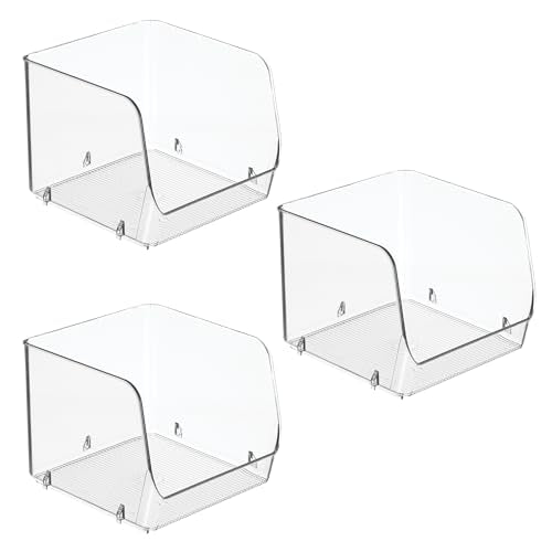 iDesign Stackable Open-Front Storage Bins for Kitchen and Pantry Organization - Set of 3 - Clear - style: Pack of 3