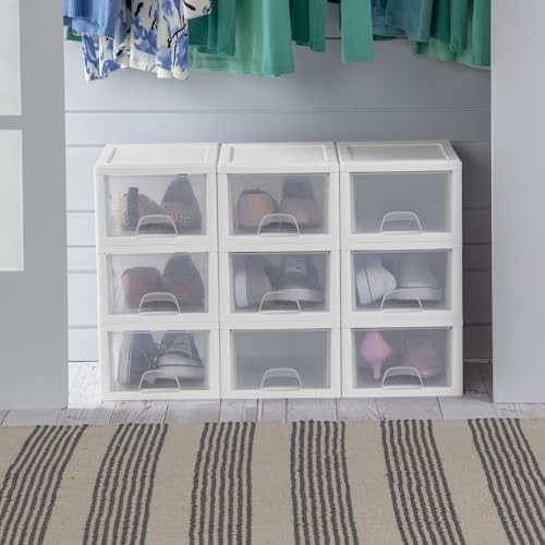 Sterilite 24-Pack 6 Quart Stacking Drawer, Clear Storage Closet Organizer, White Frame - Stackable Modular Plastic Drawers for Clothes, Accessories, Craft Supplies, Shoes or Linens - size: 6 Quart, style: 24 Pack