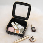 Aveniee Clear Makeup Bag Small, Mini Travel Toiletry Bag Cosmetic Bags TSA Approved, Clear Makeup Case Pouch with Zipper, Car Organizer Essentials for Women Men,Black - color: Black, style: Mini Trend