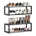 Homeiju Hanging Shoe Organizer,2 Pack Wall Mounted Shoe Rack Holds 12 Pairs,Space Saving Metal Wall Shoe Rack,Hanging Shoe Rack Shoe Holder for Small Space,Entryway,Closet,RV,Camper（Black - color: Black
