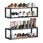 Homeiju Hanging Shoe Organizer,2 Pack Wall Mounted Shoe Rack Holds 12 Pairs,Space Saving Metal Wall Shoe Rack,Hanging Shoe Rack Shoe Holder for Small Space,Entryway,Closet,RV,Camper（Black - color: Black