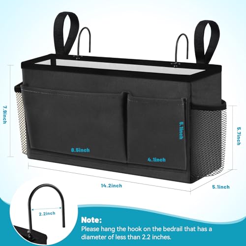 BlissTotes Bedside Caddy, Bedside Storage Organizer for Bunk Bed Accessories, Dorm Storage for Bedside Shelf and Bunk Bed Shelf, Bed Caddy for Home, Dorm, Bunk (Dark Gray, 1 Pack) - color: Dark Gray