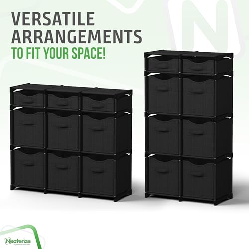Cube Storage Organizer with Storage Bins Included - The Perfect Closet Organizers and Storage Solution. Includes 9 Storage Cubes, Great For Toy Storage, Closet Storage, Clothes Storage (Black) - color: Black, size: 9 Storage Cubes