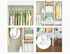 Ulif M1 Closet Storage Organizer System, 6 Tiers Heavy Duty Metal Garment Rack with 3 Expandable Hanger Rods, Wall Mounted Space Saver Suits from 5.4-8.7 ft. Width, 71.2”H x 14”D, 700LBS, White - color: White