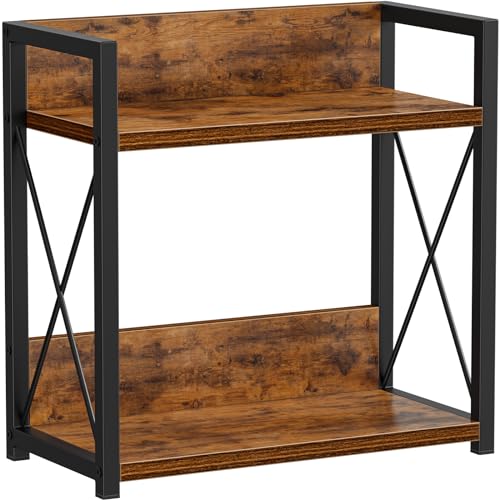 Giikin Kitchen Counter Shelf, Kitchen Countertop Organizer, 2 Tier Spice Rack for Counter, Wood Coffee Bar Organizer for Coffee Station (Brown, L) - color: Brown, size: Large