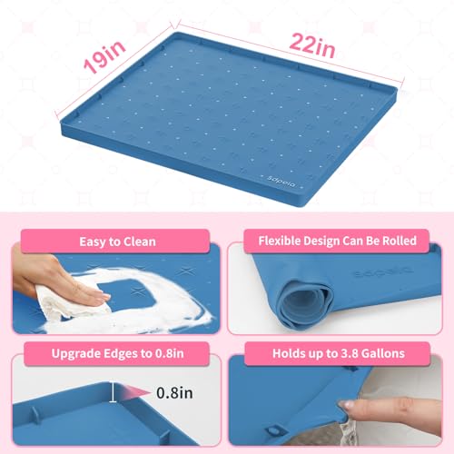 Sdpeia Under Sink Mat 22"×19" Waterproof Silicone Cabinet Liner & Sink Protector for Kitchen & Bathroom, Multi-Purpose Organizers Tray for Pets, Laundry, Cat Litter Mat - color: Ocean Blue, size: 19"W x 22"L