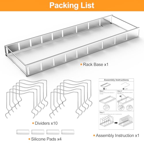 FLSEPAMB Pan Organizer - Adjustable Lid Organizer for Kitchen, Heavy Duty Pot Lid Organizer, Under Sink, Drawer, Pantry Storage - size: 1 Pack