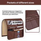 Teniux Remote Control Holder Faux Leather Armrest Organizer with 6 Pockets for recliner couch sofa, Armchair Caddy for Smart Phone, Book, Magazines, Ipad, Remotes (Brown) - color: Brown