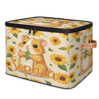 Custom Storage Basket with Name, Personalized Storage Bins with Zipper Lid, Foldable Fabric Storage Box Large capacity with Handle Sunflower Hamster - color: Option 23
