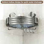 Corner Shower Caddy,Suction Cup Shower Bathroom Wall Shelf,No Drill Rust Proof Aluminum Organizer with Hooks,Floating Rack for Inside (Suction Cup Corner Shower Caddy,1 Tier,Gray) - style: Suction Cup Corner Shower Caddy ,1 Tier ,Gray