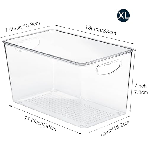 theaoo Clear Storage Bins with Lids Stackable - XLarge Plastic Containers for Pantry Organization and Storage - Perfect for kitchen,Fridge,Laundry Room,Bathroom,Garage,Closet,Cabinet Organizer -8 Pack - size: XL (Pack of 8)