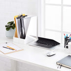 Amazon Basics Rectangular Plastic Desk Organizer, Magazine Rack, White, 2-Pack