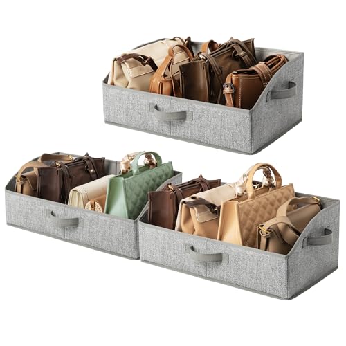 GRANNY SAYS Purse Organizer for Closet, Trapezoid Storage Bins, Closet Shelf Organizer, Storage Baskets for Shelves, Fabric Clothing Organizer, Closet Organizers and Storage, Gray, 3-Pack - color: Ash Gray, size: 19¾"L x 11"W x 7¾"H