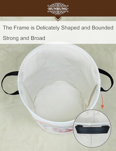 Collapsible Fabric Storage Basket, Waterproof Laundry Hamper with Handles, Round Storage Bin for Clothes Toys, Foldable Organizer for Bedroom Nursery Bathroom(Round-Rainbow Unicorn) - color: Round-Rainbow Unicorn
