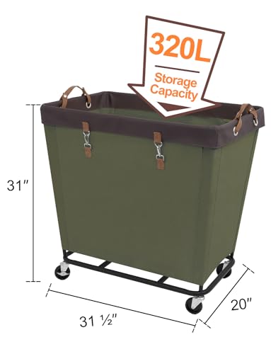 StorageWorks 320L Laundry Basket with Wheels, Extra Large Rolling Hampers for Clothing Organizer, Dirty Clothes Basket for Hote, Home, Closet, Dorm, Green - color: Green, size: 320L