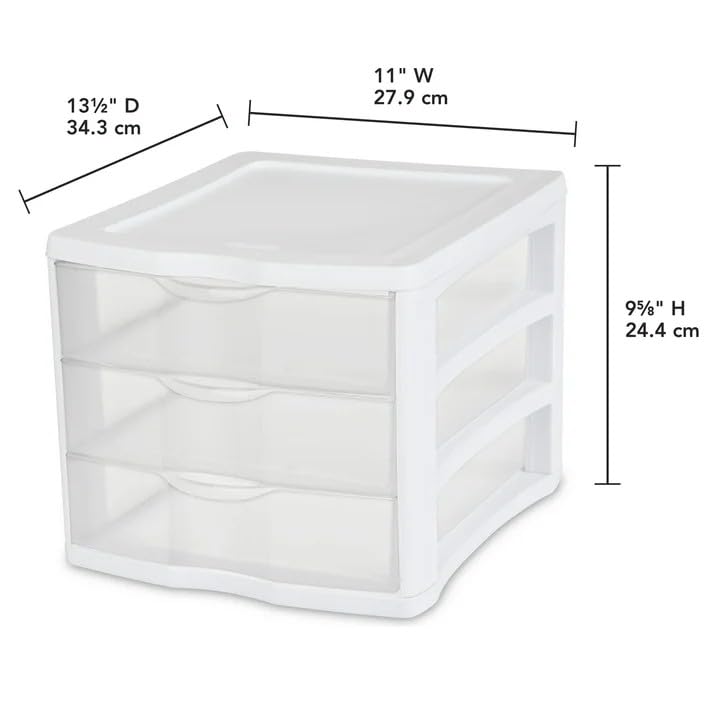 White Desktop Drawer, 3 Drawer Clear Plastic Countertop Drawer - color: Pearl white