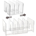 Sylfaen 2-Pack Clear Desktop File Organizer, Expandable Acrylic File Sorter Auto Rebound, Multifunction 5 Sections File Folder Holder for Magazines, Books, Letters, Papers, Notebooks