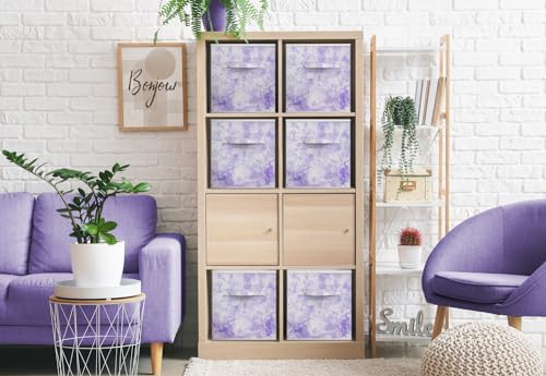 Sorbus Collapsible Storage Bins - 11" Sturdy Foldable Fabric Storage Cubes with Handle - 4 Tie-Dye Purple Organization and Storage Baskets for Organizing Pantry, Closet, Nursery, Dorm, Toy Storage - color: Tie-Dye Purple