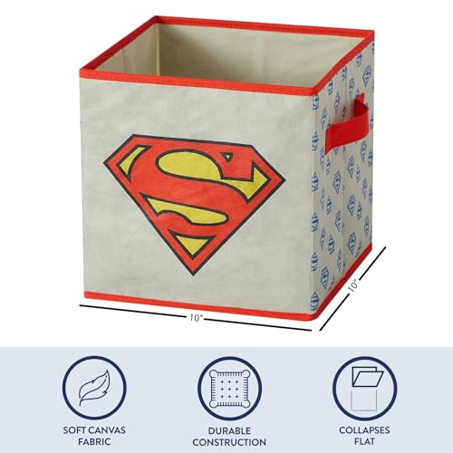 Superman Kids Storage Cubes, 2 Pack Foldable Fabric Bins with Handles, Collapsible Organizer Boxes for Bedroom, Playroom & Nursery, Durable Kids Storage Solution - color: Superman