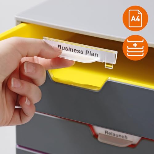 Durable Varicolor 5 Drawer Unit - Gray Desktop Drawer Set with 5 Color Coded Draws - Perfect for Storing Documents and Paper Work - style: 5-Drawer