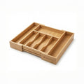 Premium Bamboo Utensil Drawer Organizer Expandable – Modular Silverware Organizer Adjustable Design w/Deep Compartments, Kitchen, & Office Drawer Dividers for Utensils, Cutlery, Makeup, Desk