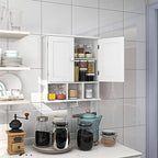 TaoHFE White Bathroom Wall Cabinet with 2 Door Adjustable Shelves,Over The Toilet Storage White Wall Mounted Medicine Cabinets for Bathroom Laundry Room Kitchen - color: White