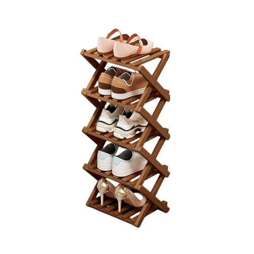 Shoe Racks, Foldable Shoes Organizer Free Standing Shelf for Entryway, Closet, Bedroom, Hallway, | Natural | Functional | Multifunctional Shoe Rack (Five Layers of Brown) - color: Five Layers of Brown