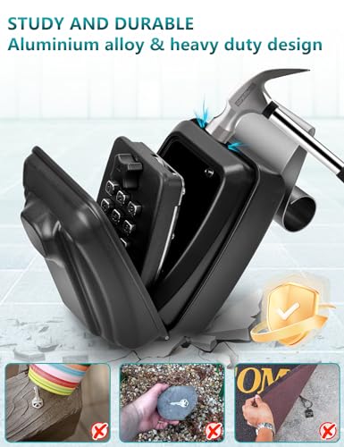 Car Window Lock Box for Turo, Portable Car Key Lock Box, Punch Button Combination Key Safe Box, Sturdy Waterproof Large Capacity Security Lockbox fit for Ride Share, Turo, GetAround ﻿ - color: C-Black