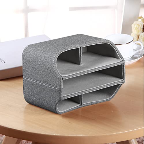 PUSU Leather 360°Rotatable Remote Control Holder,Nightstand TV Remote Caddy,Office Supplies Desktop Organizer,Spinning Storage Box for Pen,Mail,Phone,DVD, Blu-Ray, Media Player, Heater Controllers - color: D Gray