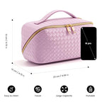 Women's Travel PU Leather Cosmetic Organizer - Large Capacity Toiletry Storage Solution - color: Purple