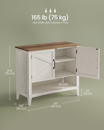 VASAGLE LIRY Collection - Shoe Cabinet, 3-Tier Storage Organizer, Shoe Shelf, Farmhouse Freestanding Cabinet, Height-Adjustable Shelf, 13.8 x 31.5 x 27.6 Inches, Rustic White ULBC038W01 - color: Rustic White, size: 13.8"D x 31.5"W x 27.6"H, style: 3-Tier