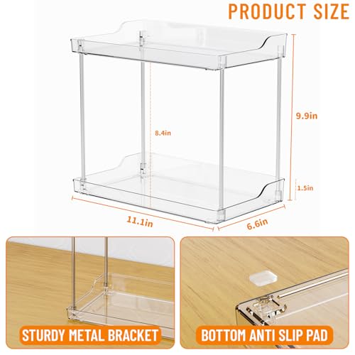 Yieach 2 Tier Bathroom Counter Organizer,Tiered Bathroom Organizer for Makeup,Perfume,Beauty Products,Skincare Organizers Shelf,Vanity Storage Tray for Bedroom,Spice Racks for Kitchen Corner,Rectangle - style: Rectangular