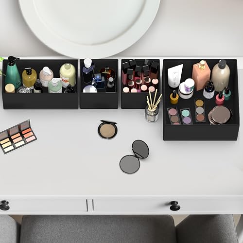 SIMPLE HOUSEWARE Foldable Drawer Organizer for Clothes/Underwear/Panty/Onesie Stocking Bin, Set of 12, Black - color: Black, size: Set of 12 - 4L / 4M / 4S
