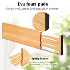 Fabsome Dresser Drawer Organizers 6 Pack, 4.65'' High Adjustable from 12.5-17‘’ Bamboo Drawer Dividers for Clothing Baby Clothes, Wooden Separators for Dresser Nursery Organization with Soft Foam Ends - size: For 12.5-17in deep drawers inner size