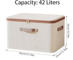Storage Bins with Lids, Fabric Storage Boxes with Handles, Breathable Cotton Linen Clothes organizing Box for Wardrobe, Closet (2-X large) - size: 2-X large
