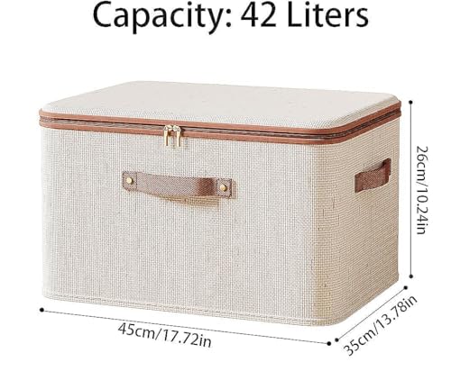 Storage Bins with Lids, Fabric Storage Boxes with Handles, Breathable Cotton Linen Clothes organizing Box for Wardrobe, Closet (2-X large) - size: 2-X large