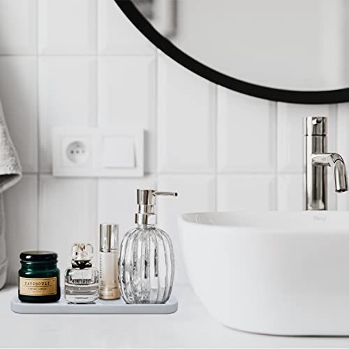 Silicone Organizer Tray, Soap and Sponge Holder for Kitchen Sink, Bathroom - Storage Tray for Dish Brush, Soap Dispenser, Dishwashing Accessories- 2 Pack (White) - color: White, size: 9.2 x 3.6 x 0.5 inches