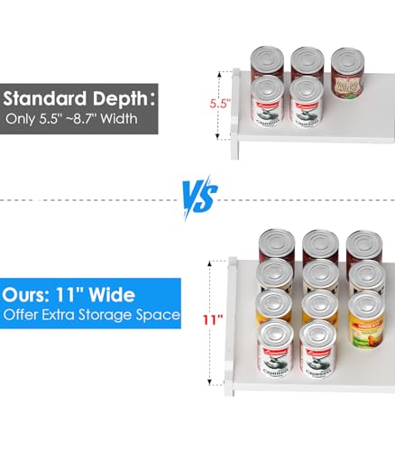 2 Pack 11” Width Expandable Kitchen Cabinet Organizer Shelves, Heavy Duty Kitchen Countertop Organizers and Storage Rack, Stackable Metal Small Storage Shelf For Pantry Counter Cupboard Organization - color: White