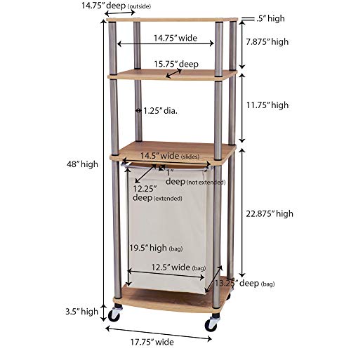 Household Essentials Laundry Hamper Storage Cart, Ashwood - style: Single Center