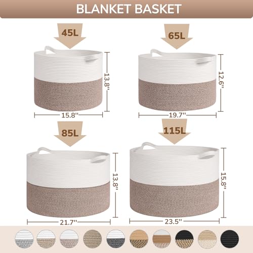 Goodpick 65L Large Storage Basket 19.7"x12.6", Basket for Blankets Living Room, Toy Storage Organizer for Clothes, Toys - color: Light Brown, size: 19.7x19.7x12.6 Inch (Pack of 1)