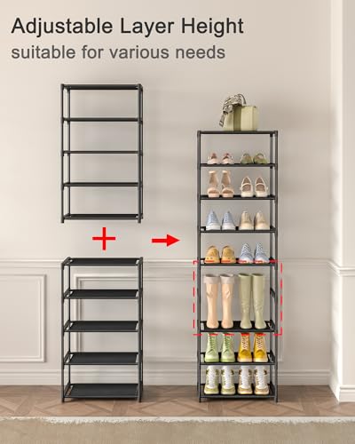 Autonomier 5-Tier Extra Small Shoe Rack (16.3" Wide), Narrow Space-Saving Organizer for Small Spaces, Non-Woven Fabric Lightweight Shoe Shelves, for Closet, Front Door, Entryway, Kids/Toddler/Adults - size: 5-Tier