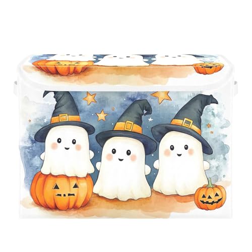 xigua Cute Cartoon Ghosts Storage Bins with Lids and Carrying Handle,Foldable Storage Boxes Organizer Containers Baskets Cube with Cover for Home Bedroom Closet Office - color: Cute Cartoon Ghosts