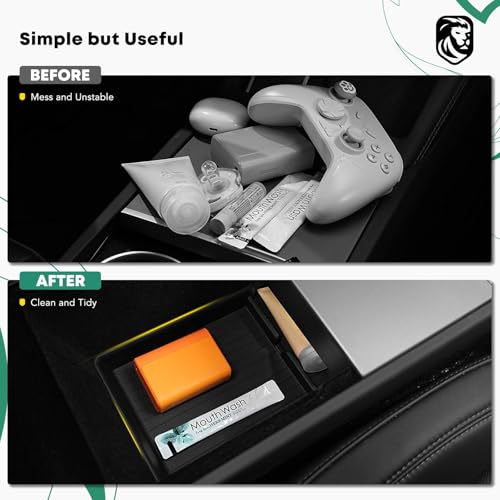 YHTAUTO Center Console Lower Tray Fit 2024 2025 2026 Tesla Model 3 Highland, Center Control Console Lower Bottom Storage Box with Non-Slip Armrest Interior Accessories 1PC - style: 1PC Center Console Lower Tray