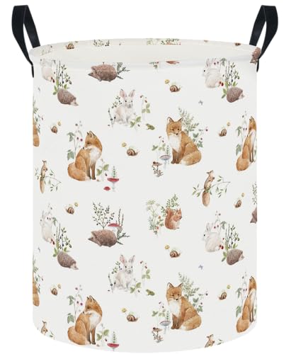 CLOCOR Large Laundry Basket,Waterproof Nursery Hamper,Collapsible Fabric Storage Container,Room Decor,Gift Basket（Watercolor Fox - color: Watercolor Fox