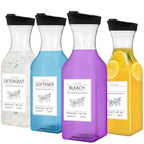 Laundry Detergent Dispenser Bottle 53oz with Label,4 Pack Liquid Laundry Dispenser,Plastic Detergent Dispenser for Laundry Room Organization and Storage,Black Lid - color: Black Lid