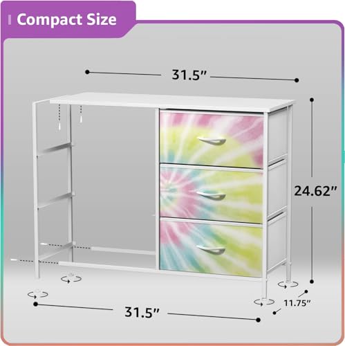Sorbus Dresser with 6 Drawers - Furniture Storage Tower Unit for Bedroom, Hallway, Closet, Office Organization - Steel Frame, Wood Top, Easy Pull Fabric Bins (6-Drawer, Tie-Dye) - color: Light Tie-dye, style: 6-Drawer